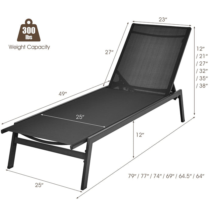 Giantex Chaise Lounge Chair Patio Chaise Lounger with 6-Postion Adjustable Backrest and Breathable Fabric