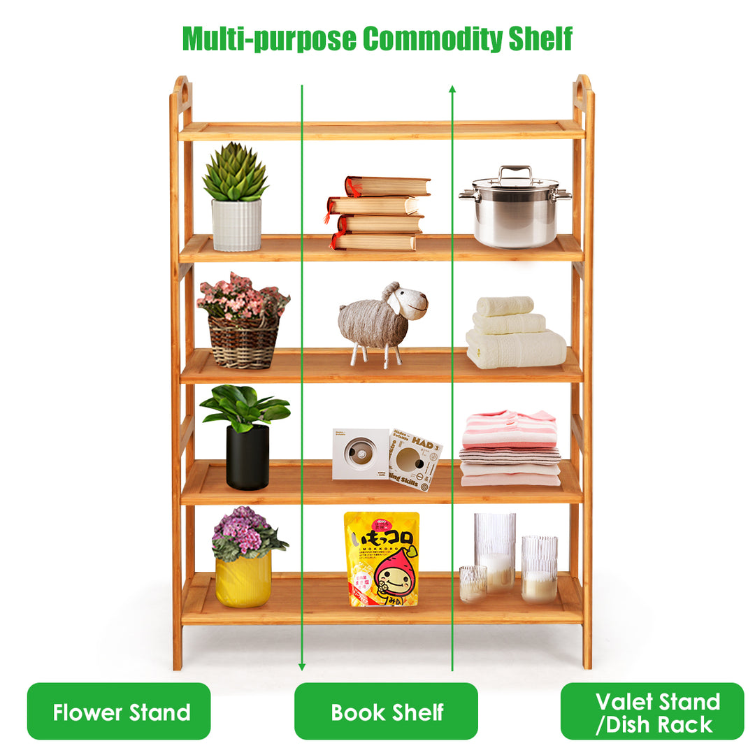 Bamboo Shoe Rack 5 Tier, Freestanding Shoe Rack - Giantexus