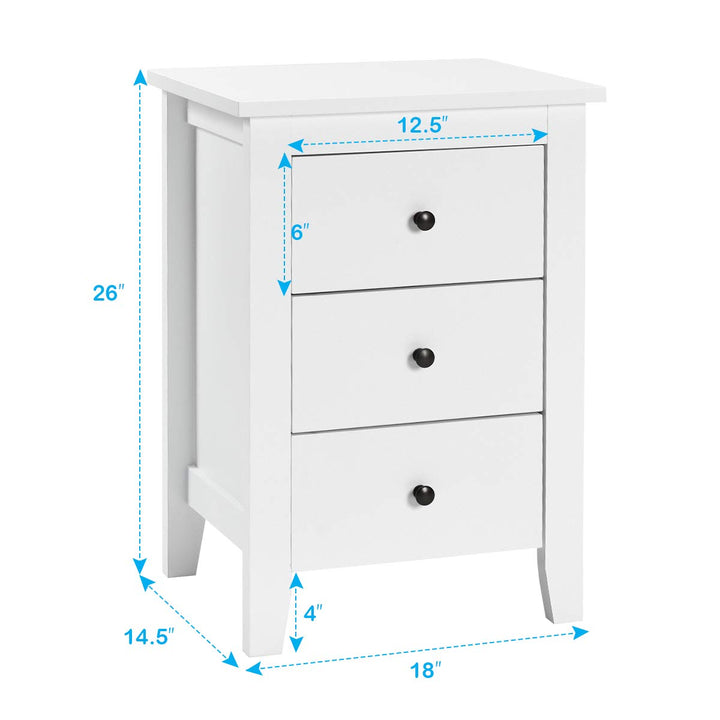 Giantex Nightstand W/ 3 Drawers Large Storage Space, Solid Structure and Stable Frame (1)