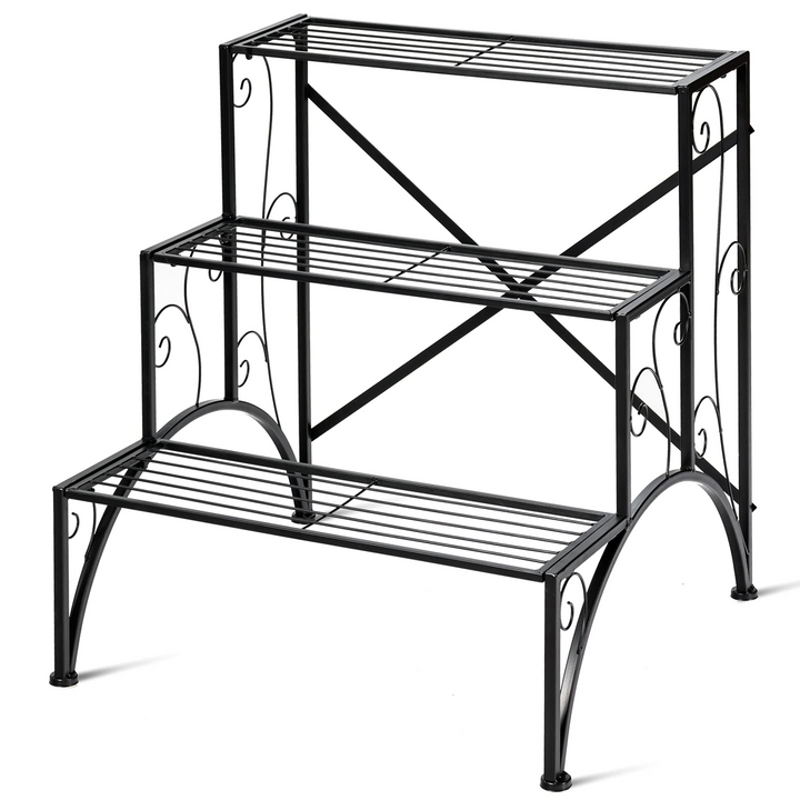 Giantex 3 Tiers Metal Plant Stand, Ladder Plant Display Rack Large Flower Pots Holder