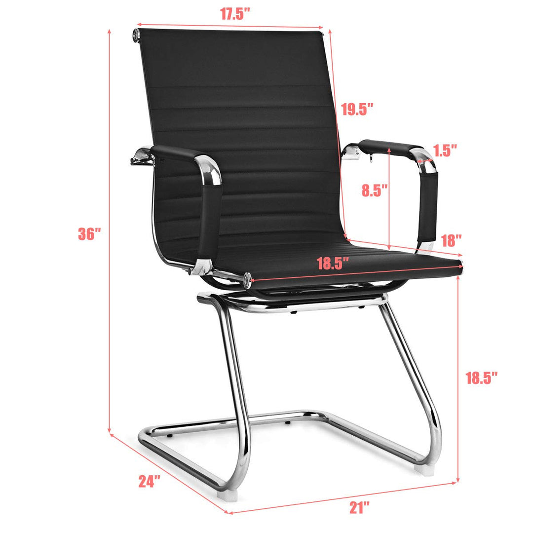 Giantex Conference Chair Set of 4 Heavy Duty PU Leather W/Protective Arm Sleeves
