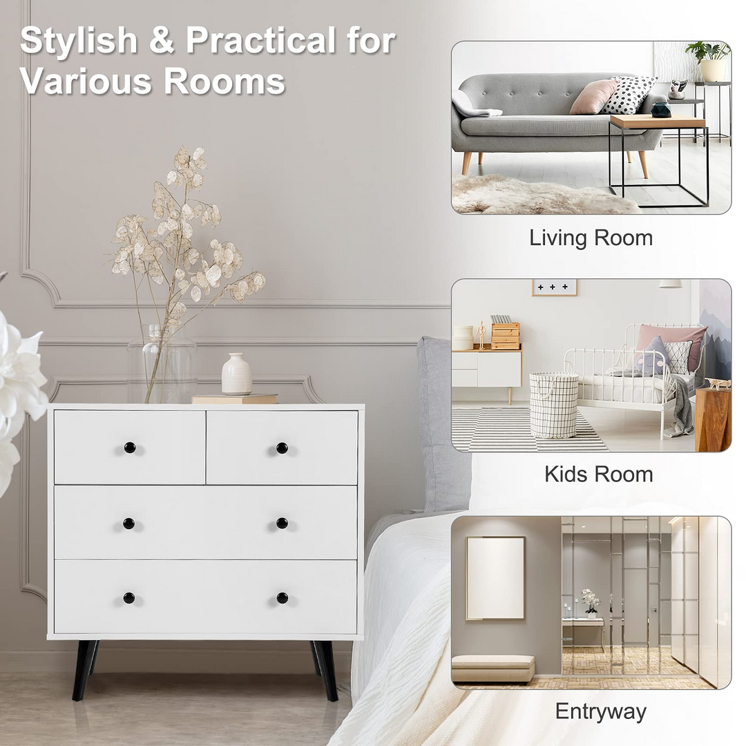 Giantex 4 Drawer Chest Dresser w/Spacious Drawers &amp; Metal Handles