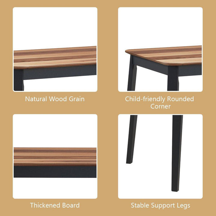 Wood Dining Table, Rectangular Kitchen Table (Walnut &amp; Black) - Giantexus