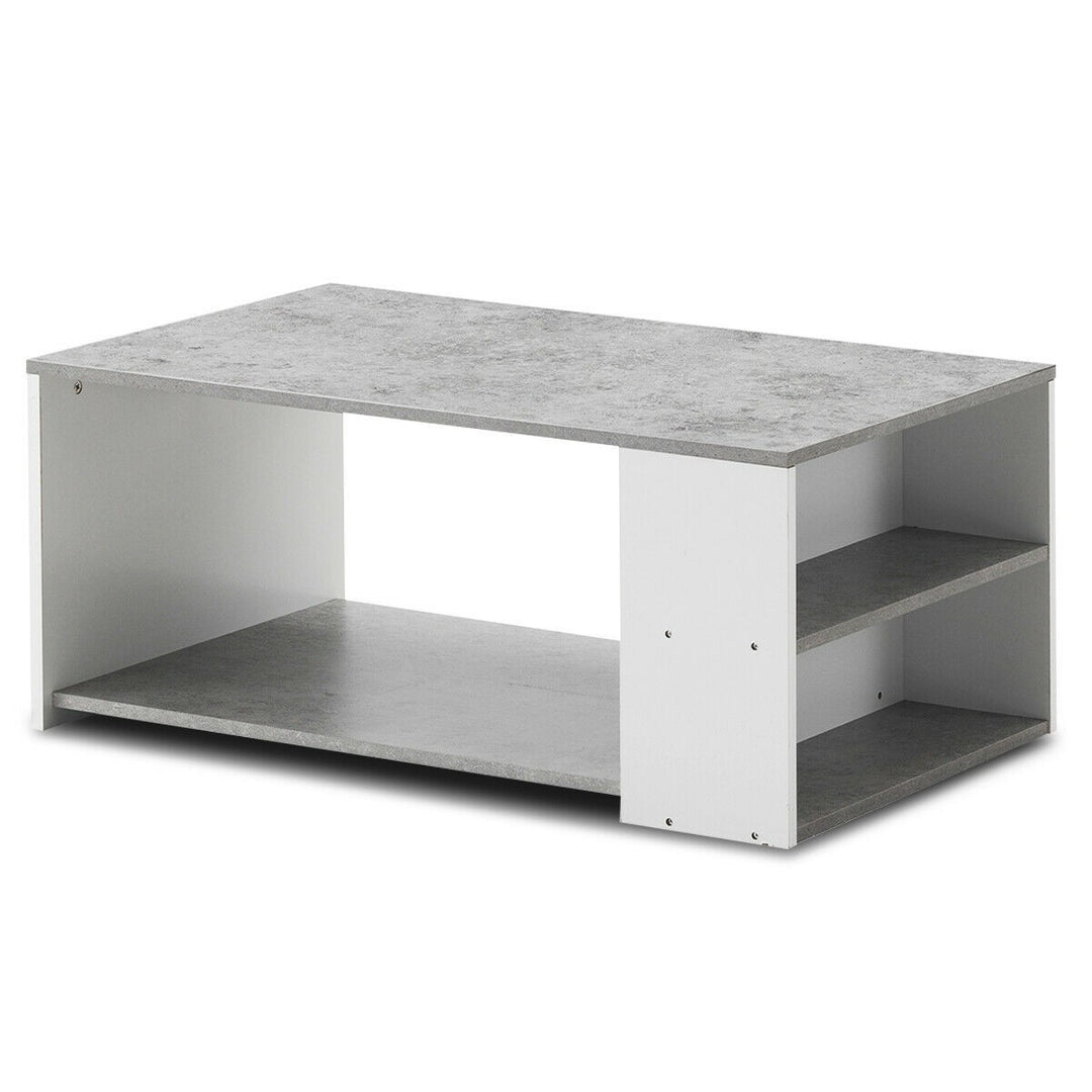 Coffee Table with Storage Shelves Stable Frame,Smooth Surface &amp; Extra Storage Space