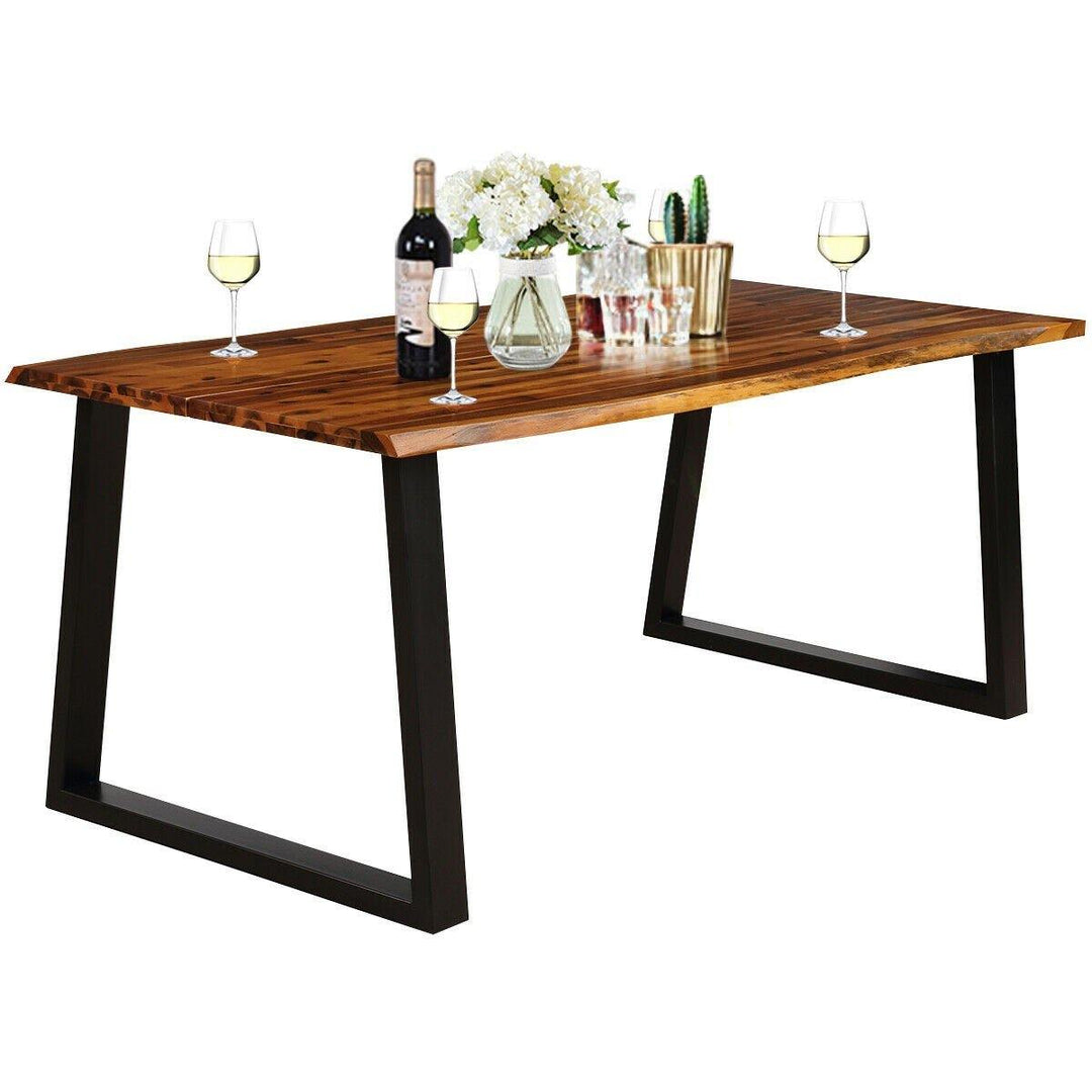 Rectangular Acacia Wood Dining Table Rustic Indoor &amp;Outdoor Furniture - Giantexus