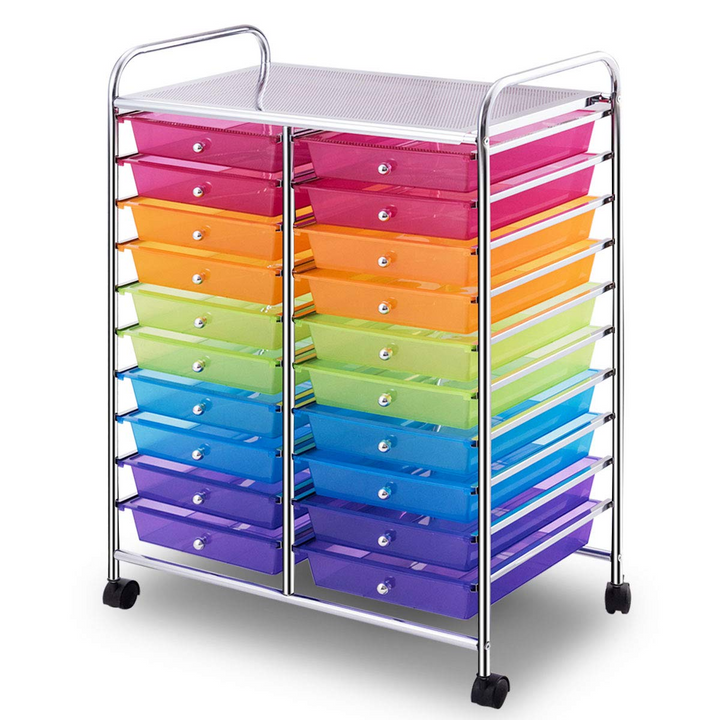 Giantex Storage Drawer Carts, 20-Drawer Organizer, Utility Cart on Wheels