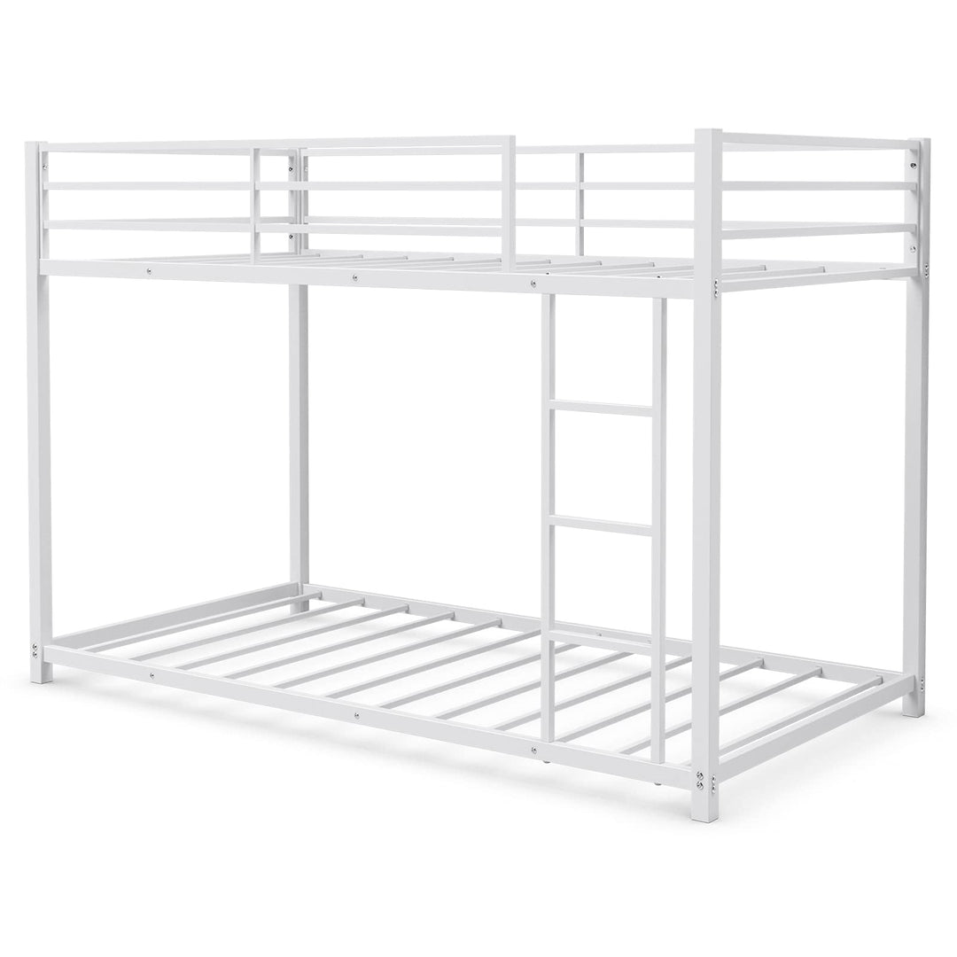 Classic Bunk Bed Frame with Safety Guard Rails &amp; Side Ladder