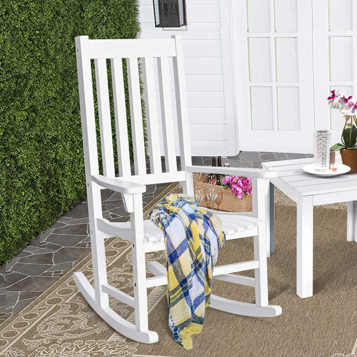 Giantex Rocking Chair Acacia Wood Frame Outdoor&amp; Indoor