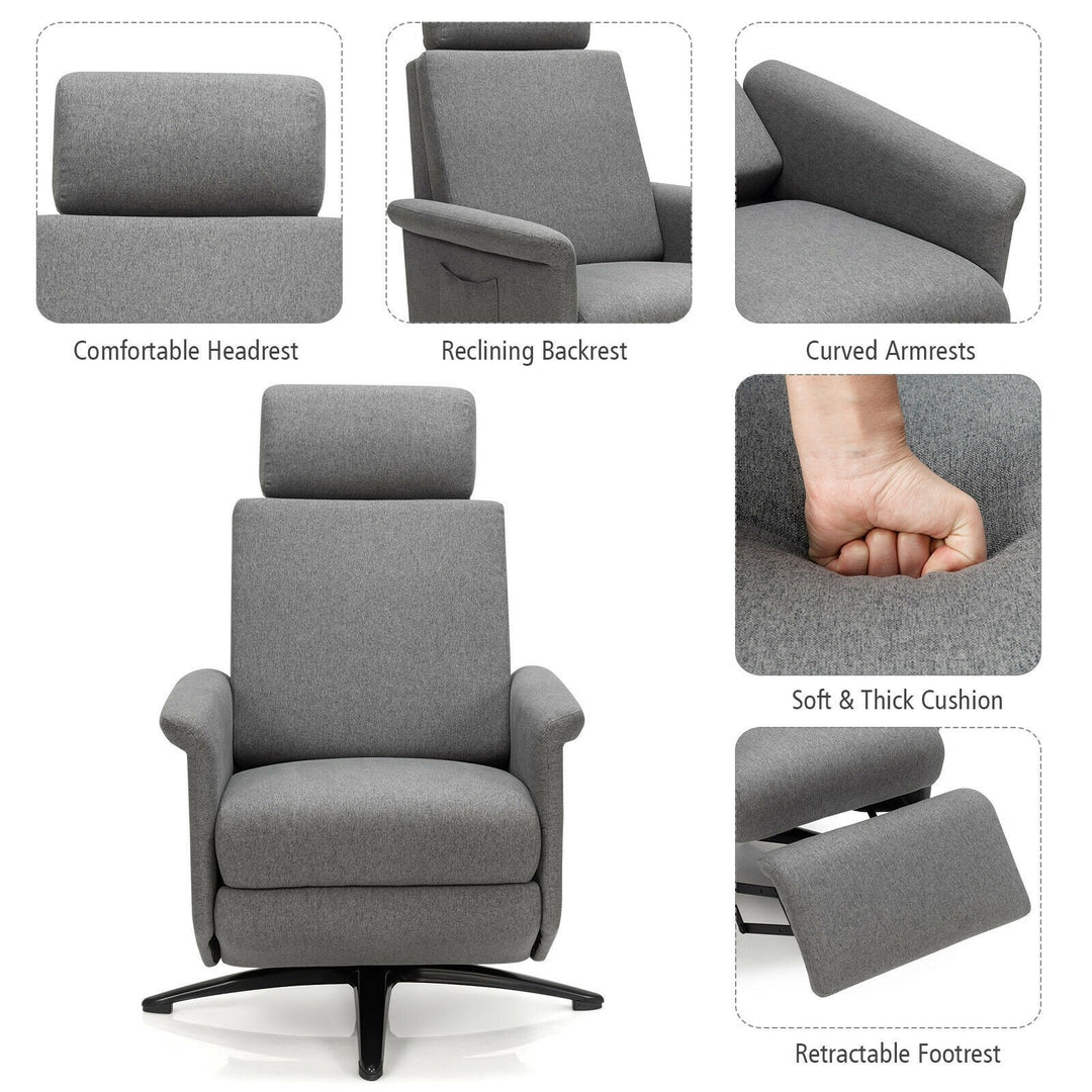 Recliner Chair with Vibration Massage, 360 Degree Swivel Reclining Sofa Chair, Adjustable Headrest &amp; Footrest
