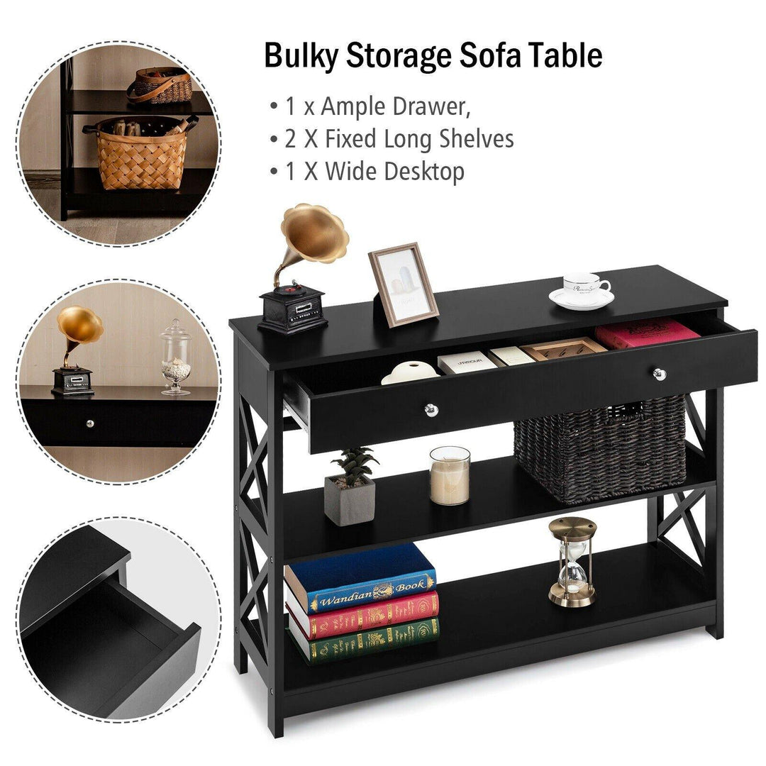 3-Tier Console Table with Drawers - Giantexus