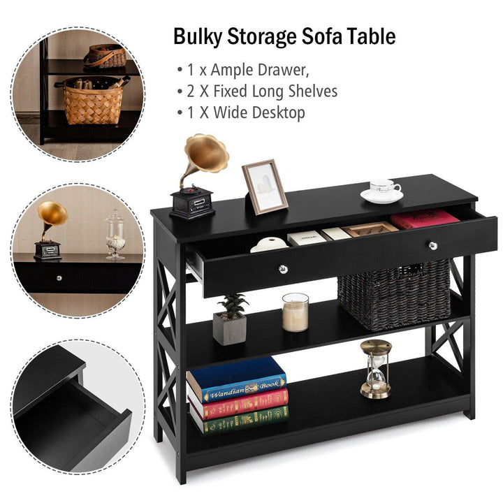 3-Tier Console Table with Drawers - Giantexus