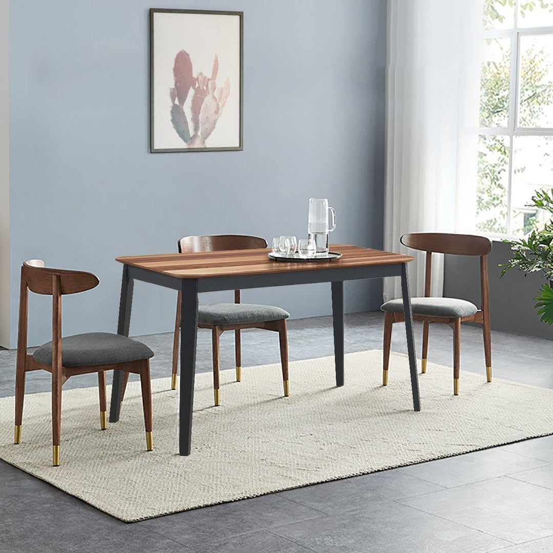Wood Dining Table, Rectangular Kitchen Table (Walnut &amp; Black) - Giantexus