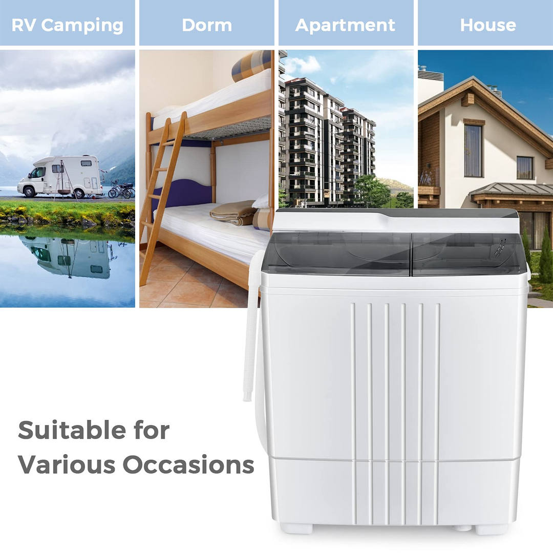Compact Mini Laundry Washer for Apartment and Home (White &amp; Gray)
