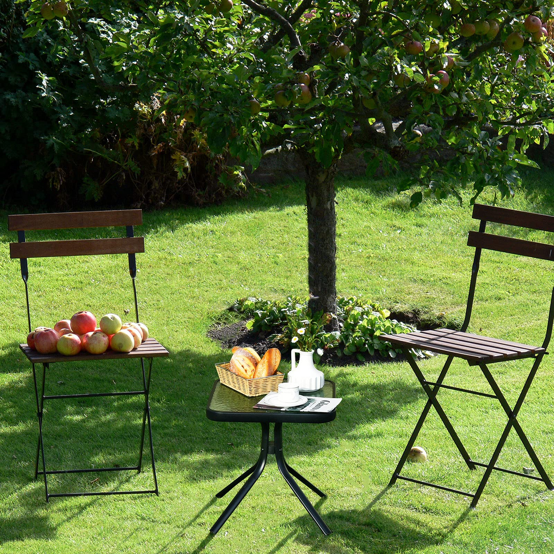 Giantex Patio Bistro Table | Outside Metal Square Bar Dining Table W/Tempered Glass Tabletop for Deck (1/2)