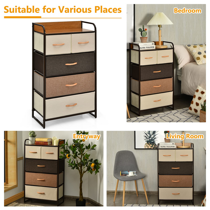 Giantex Sturdy Steel Frame &amp; Wooden Top Vertical Organizer Unit for Closets, Bedroom Utility Dresser Chest (23 x 11.5 x 39 inch)