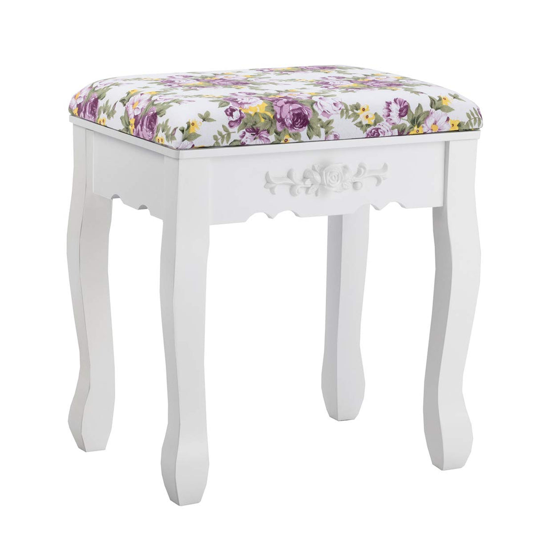 Vanity Set with Tri-Folding Mirror and Cushioned Stool - Giantex