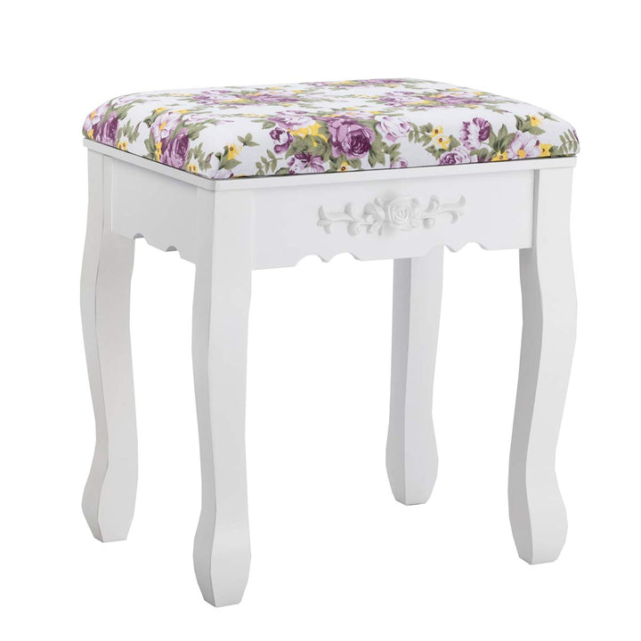 Vanity Set with Tri-Folding Mirror and Cushioned Stool - Giantex
