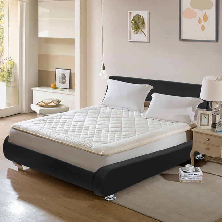 Giantex Queen/Full Size Bed Frame, Upholstered Mattress Foundation with Adjustable Headboard