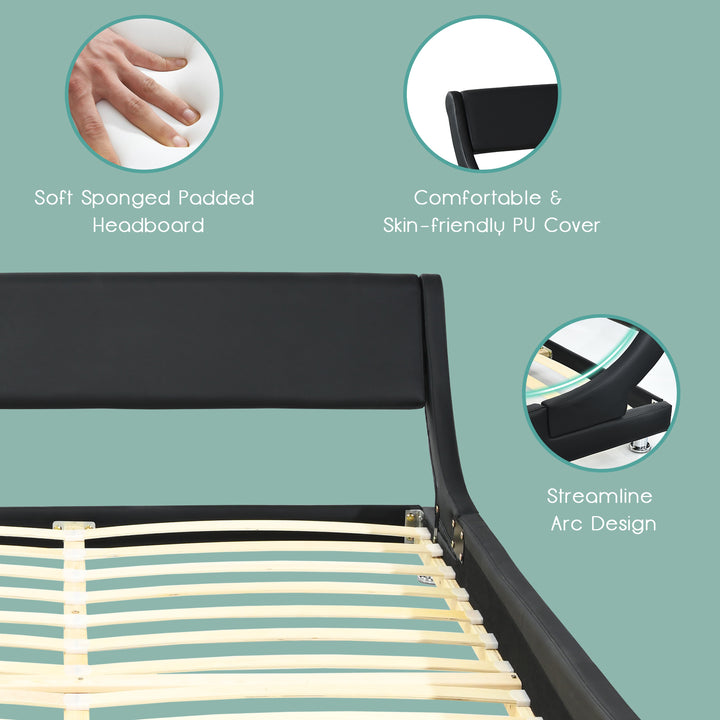 Giantex Queen/Full Size Bed Frame, Upholstered Mattress Foundation with Adjustable Headboard