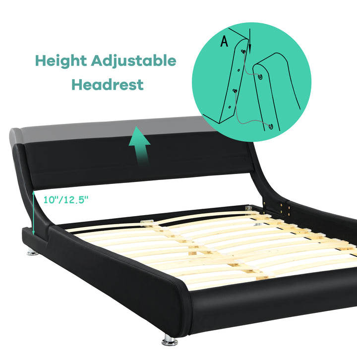 Giantex Queen/Full Size Bed Frame, Upholstered Mattress Foundation with Adjustable Headboard