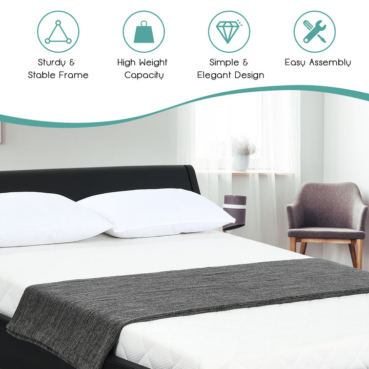 Giantex Queen/Full Size Bed Frame, Upholstered Mattress Foundation with Adjustable Headboard
