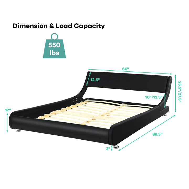 Giantex Queen/Full Size Bed Frame, Upholstered Mattress Foundation with Adjustable Headboard