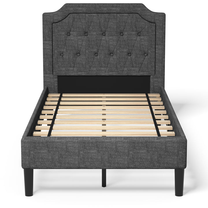 Twin Size Upholstered Bed Base with Button Stitched Headboard