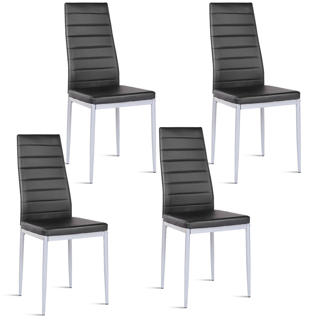 Giantex Set of 4 PU Leather Dining Side Chairs with Padded Seat Foot Cap
