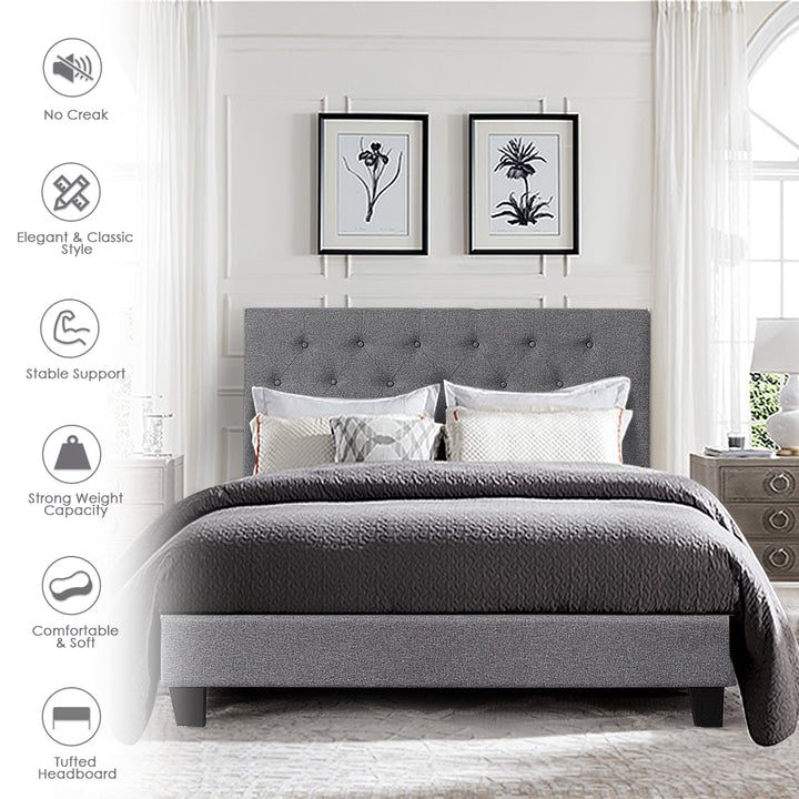 Giantex Full Size Metal Frame &amp; 12 Strong Wooden Slat Support, Easy Assembly, Bed Mattress Foundation