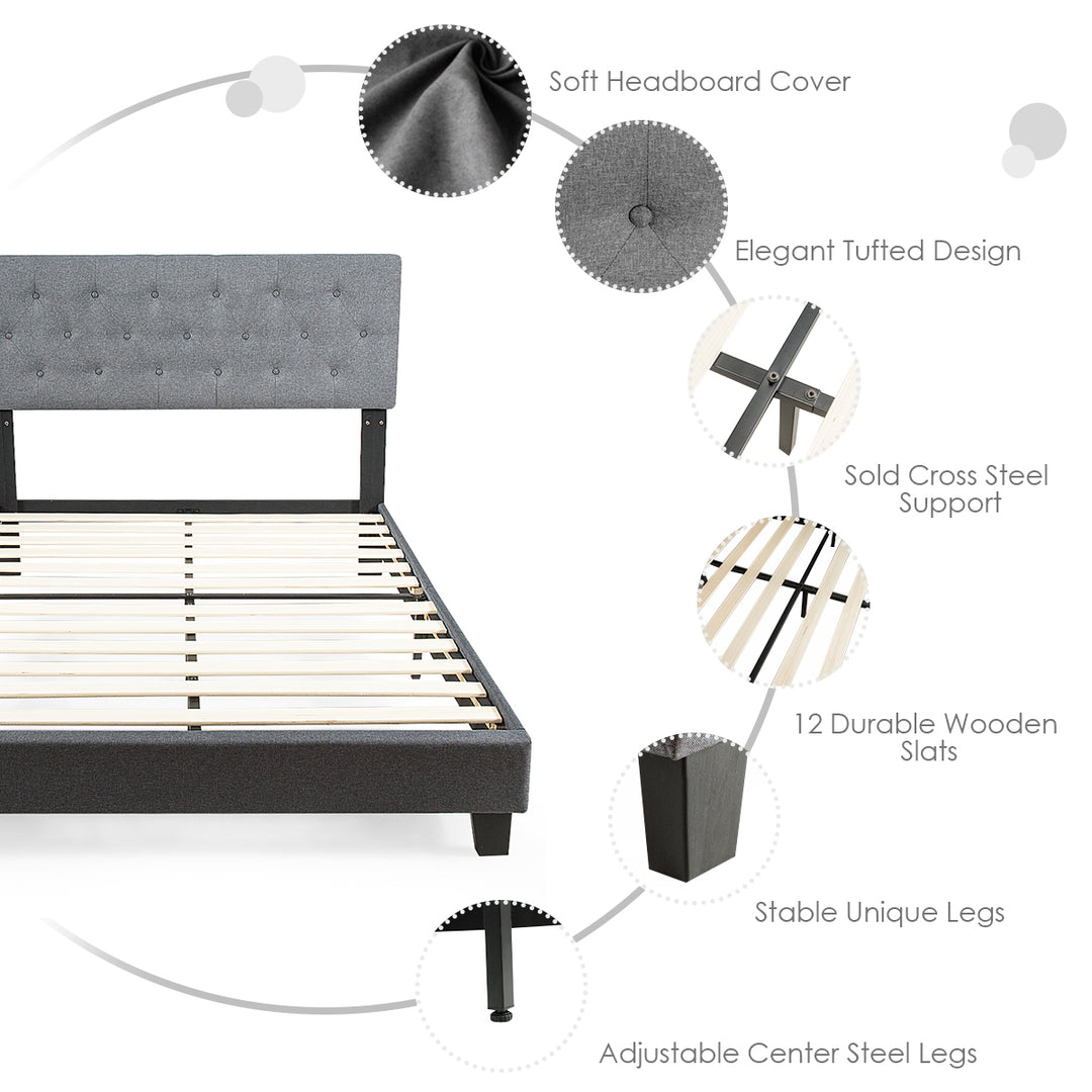 Giantex Full Size Metal Frame &amp; 12 Strong Wooden Slat Support, Easy Assembly, Bed Mattress Foundation
