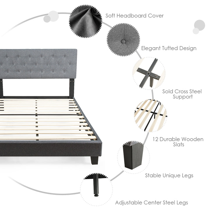 Giantex Full Size Metal Frame &amp; 12 Strong Wooden Slat Support, Easy Assembly, Bed Mattress Foundation