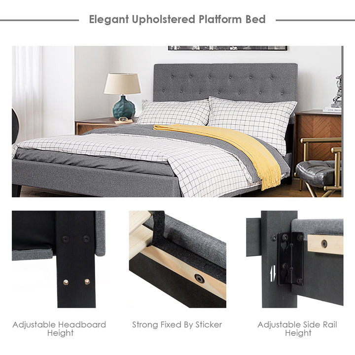 Giantex Full Size Metal Frame &amp; 12 Strong Wooden Slat Support, Easy Assembly, Bed Mattress Foundation
