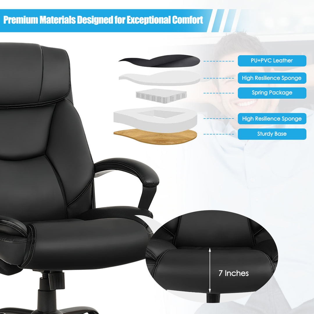 Giantex Executive Office Chair, Big and Tall Massage Chair w/ 6 Vibrating Points (Black)
