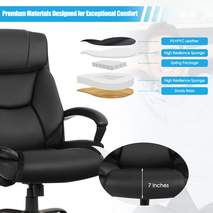 Giantex Executive Office Chair, Big and Tall Massage Chair w/ 6 Vibrating Points (Black)