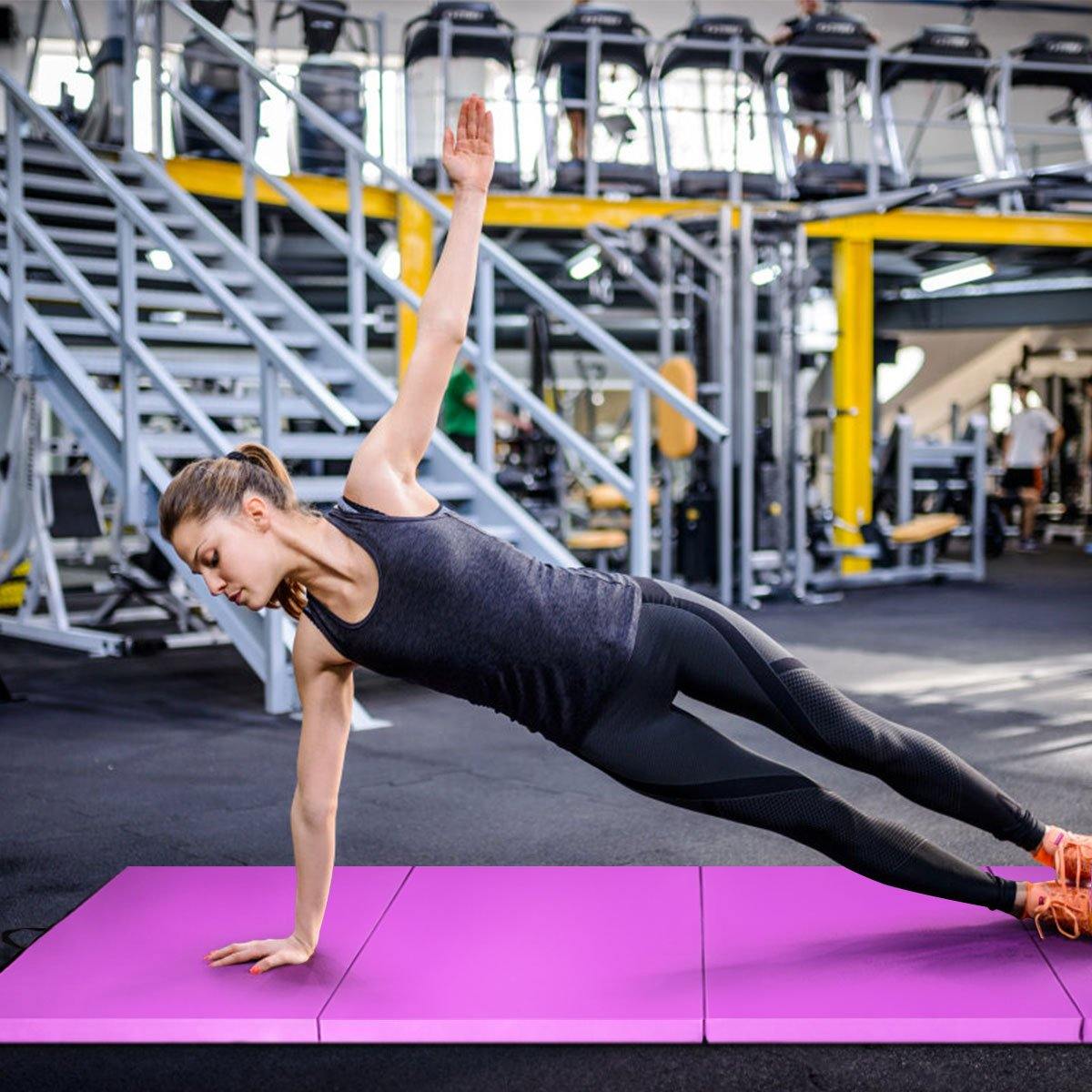 4'x8'x2 Gymnastics Mat, Folding Anti-Tear Gymnastics Panel Mats w/Carrying Handles - Giantexus