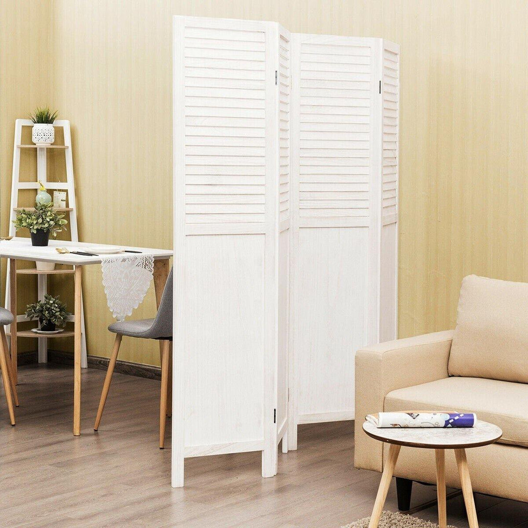 4 Panel 6 ft Wooden Room Divider, Portable Partition Screen - Giantexus