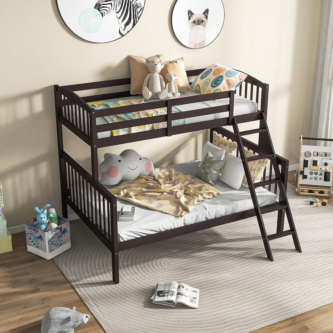 Giantex Bunk Bed, Solid Wood Detachable Bed Frame with High Guardrails &amp; Integrated Ladder