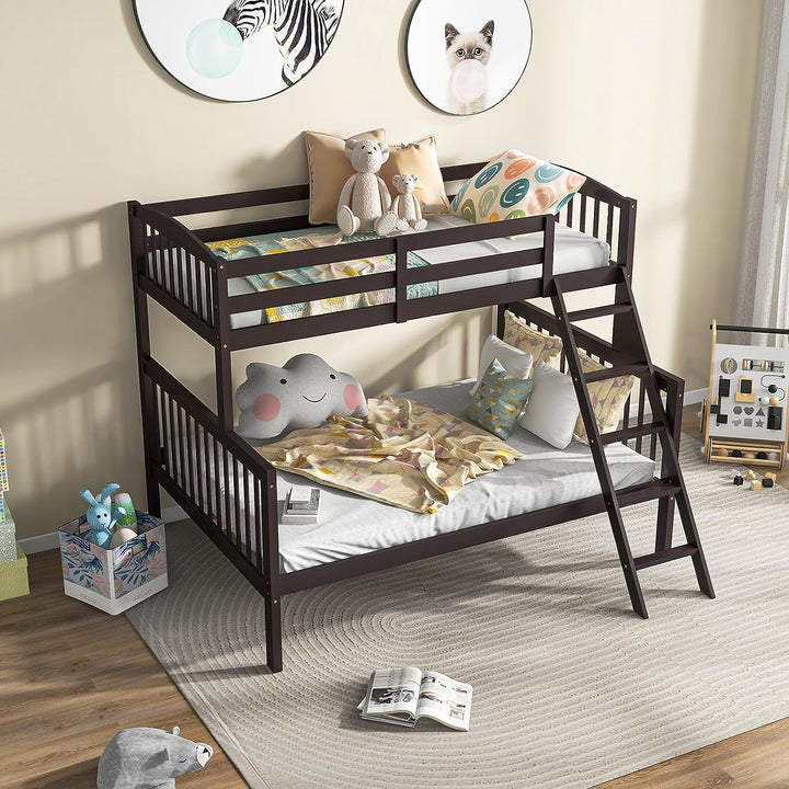 Giantex Bunk Bed, Solid Wood Detachable Bed Frame with High Guardrails &amp; Integrated Ladder