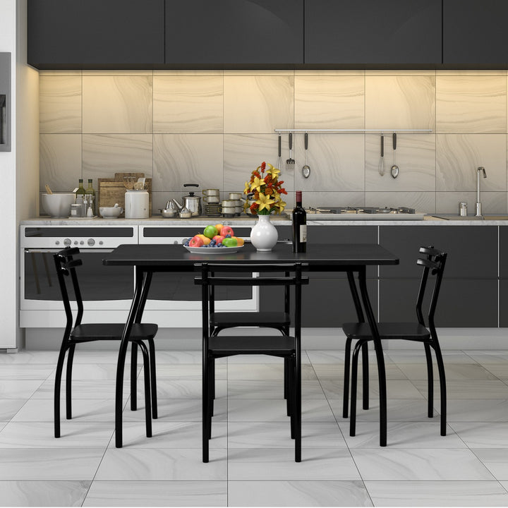 Giantex 5Pcs Dining Table Set for 4, Modern Metal and Wood Indoor Rectangular Dining Table Furniture
