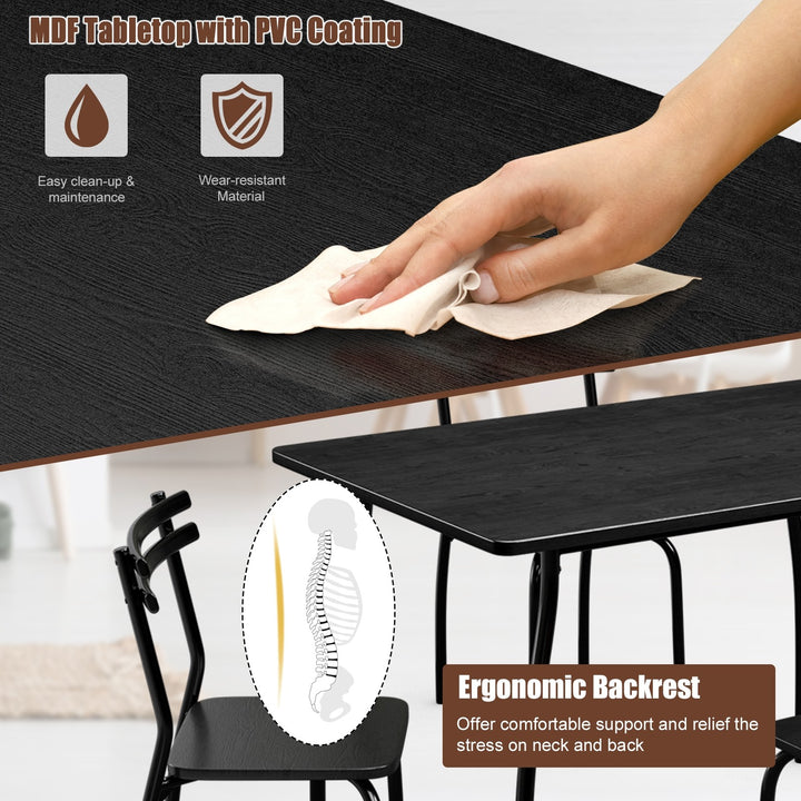 Giantex 5Pcs Dining Table Set for 4, Modern Metal and Wood Indoor Rectangular Dining Table Furniture