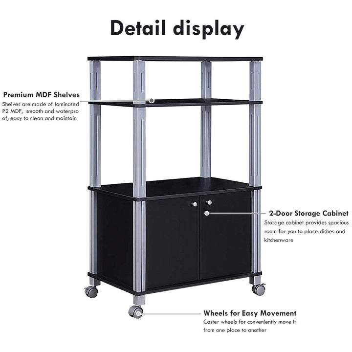 Rolling Kitchen Bakers Rack Microwave Oven Stand