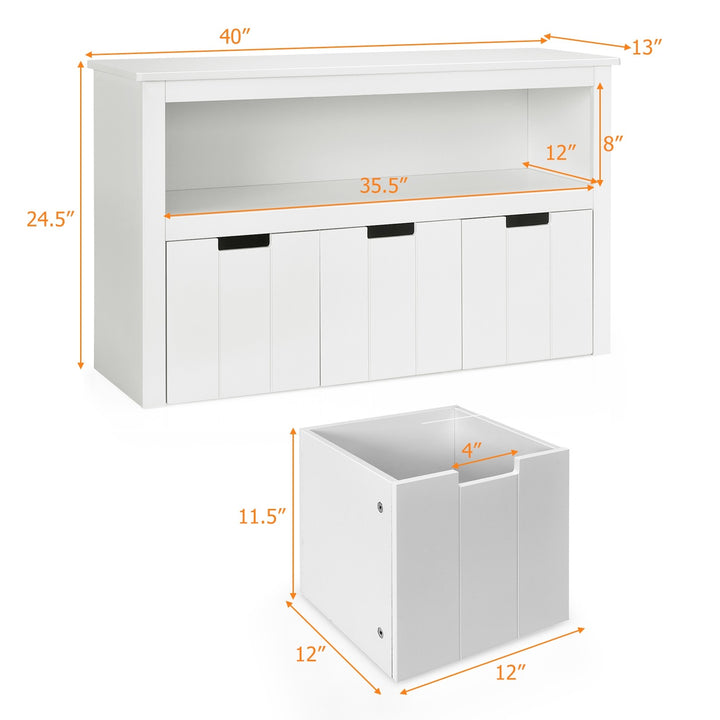 Storage Cabinet with 3 Removable Drawers Rolling Wheels and Open Shelf
