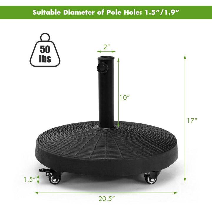 50 LBS Patio Umbrella Stand, 20.5 Inch Round Umbrella Base with 4 Lockable Wheels - Giantexus