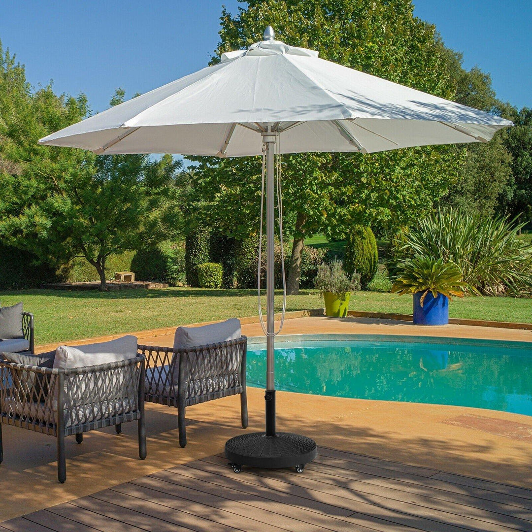 50 LBS Patio Umbrella Stand, 20.5 Inch Round Umbrella Base with 4 Lockable Wheels - Giantexus