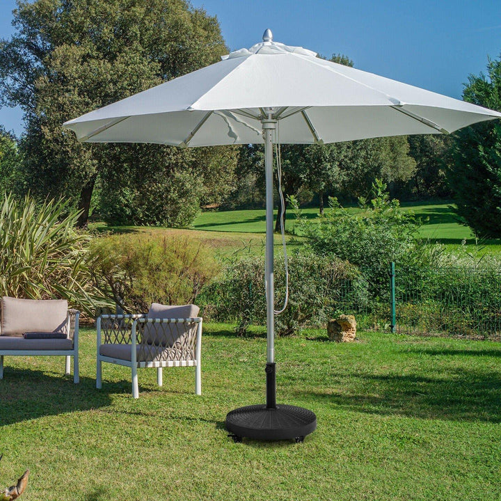 50 LBS Patio Umbrella Stand, 20.5 Inch Round Umbrella Base with 4 Lockable Wheels - Giantexus