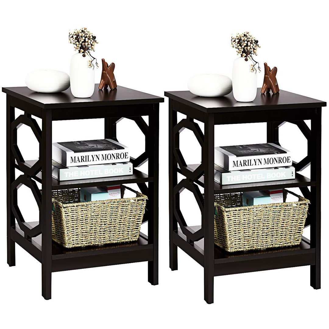 Giantex Nightstand 3-Tier End Table Multifunctional