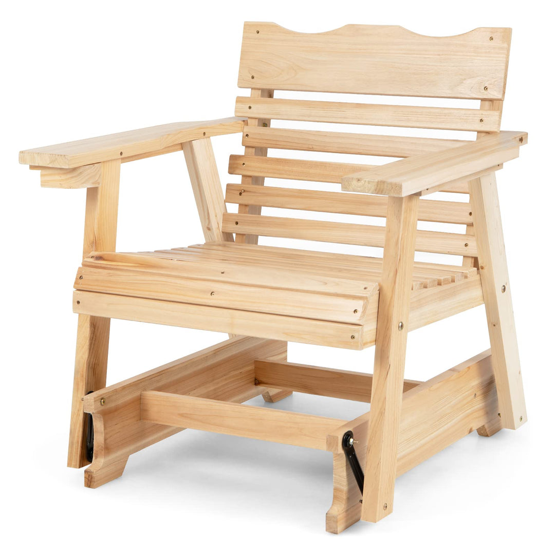 Giantex Outdoor Wood Rocking Chair with High Back and Widened Armrests