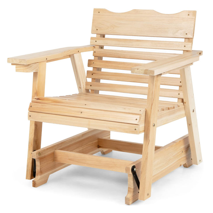 Giantex Outdoor Wood Rocking Chair with High Back and Widened Armrests