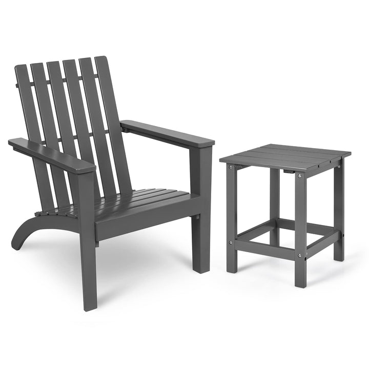 Giantex Wood Adirondack Chair &amp; Side Table Set, Patio Bistro Set with Slatted Design