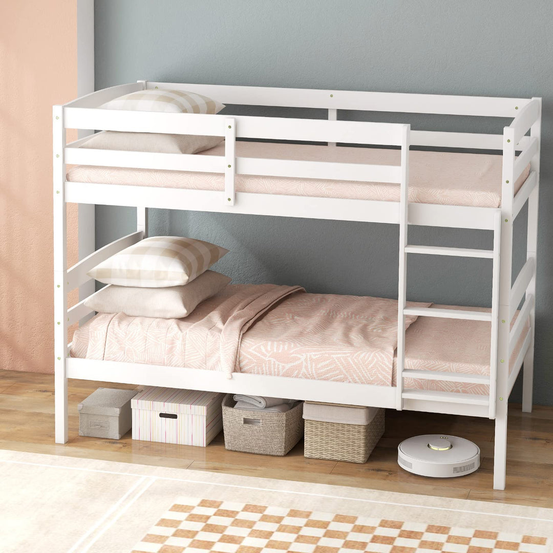 Giantex Bunk Bed, Solid Wood Detachable Bed Frame with High Guardrails &amp; Integrated Ladder